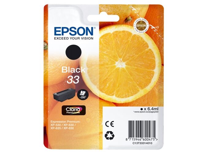 Epson Cartucho de tinta original EPSON, 33, Naranjas 12,2 ml , Negro, Alta, XL, C13T33514022, T3351