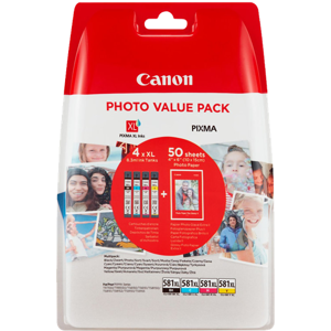 Canon 2052C004 Value Pack Noir(e) / Cyan / Magenta / Jaune Original CLI-581 XL Photo - Publicité