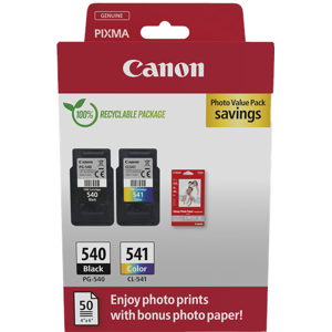 Canon + 10x15 cm Fotopapier 50 Blatt Value Pack Noir(e) / Plusieurs couleurs / Blanc Original PG-540+CL-541