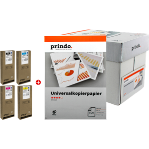 + Prindo Universal Papier 2500 Blatt Value Pack Noir(e) / Cyan / Magenta / Jaune Original T945 MCVP