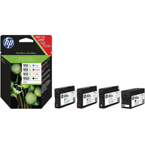 HP 950XL/951XL Pack de 4 Cartouches d'Encre Noir, Cyan, Magenta et Jaune grandes capacités Authentiques (C2P43AE) - Publicité