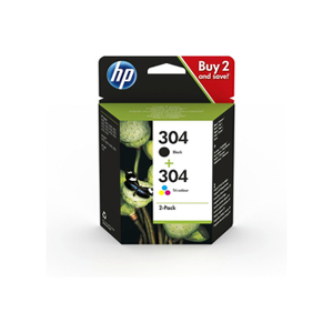 HP 304 Pack de 2 Cartouches d'Encre Noire et Trois Couleurs Authentiques (3JB05AE) - Publicité