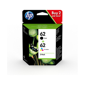 HP 62 Pack de 2 Cartouches d'Encre Noire et Trois Couleurs Authentiques (N9J71AE) - Publicité