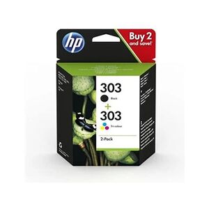 HP 303 Pack de 2 cartouches d'encre noire et trois couleurs authentiques (3YM92AE) pour Envy Photo 6220/6230/6232, Tango/TangoX - Publicité