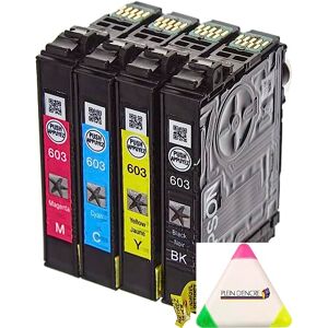 PLEIN D'ENCRE / ENCRE DE FRANCE Multipack 4 Cartouches 603 Etoile de mer pour imprimante Epson WF 2845 DWF WF2845 DWF WF 2845DWF WF2845DWF + Un surligneur Plein d'encre 3 Couleurs Offert - Publicité