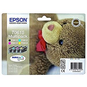 Epson T0615 Multipack Ours en peluche, 4 couleurs : Noir, Cyan, Magenta, Jaune, Cartouches d'encres d'origine, D68, D88, DX3800, DX4200, DX4800 - Publicité