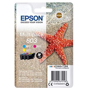 Epson Multipack 603 Etoile de Mer, Cartouches d'encre d'origine, 3 couleurs : Cyan, Magenta, Jaune, XP-2100 XP-2150 XP-3100 XP-3150 XP-4100 XP-4150 WF-2810DWF WF-2820 WF-2830DWF WF-2840 WF-2850DWF - Publicité