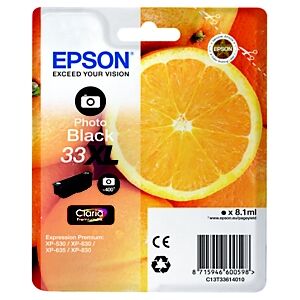 Epson 33 XL "Oranges" Cartouche d'encre originale grande capacité Claria Premium C13T33614012 - Noir Photo - Publicité