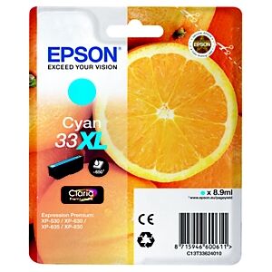 Epson 33 XL "Oranges" Cartouche d'encre originale grande capacité Claria Premium C13T33624012 - Cyan - Publicité