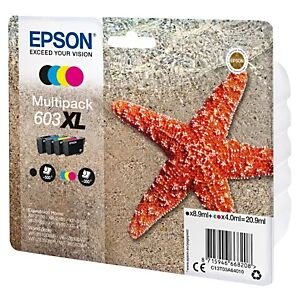 Epson 603 XL "Étoile de mer" Cartouche d'encre originale grande capacité C13T03A64010 - Pack Noir + Couleurs - Publicité