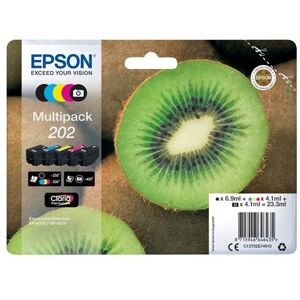 Epson Multipack 202 - Pack de 5 - noir, jaune, cyan, magenta, photo noire - original - blister - cartouche d'encre - pour Expression Premium XP-6000, XP-6005, XP-6100, XP-6105 Couleur - Publicité