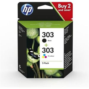 HP 303 Pack de 2 cartouches d'encre noire et trois couleurs authentiques (3YM92AE) pour Envy Photo 6220/6230/6232, Tango/TangoX Couleur - Publicité
