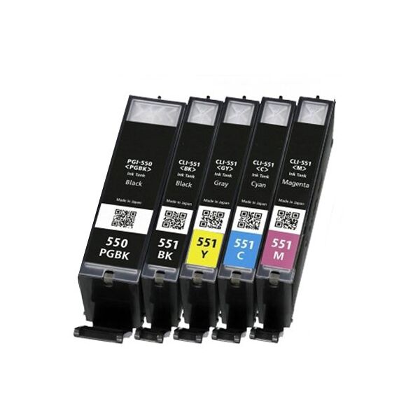 Compatible Canon PGI-550XL / CLI-551XL - Pack 5 cartouches d'encre - 5 couleurs