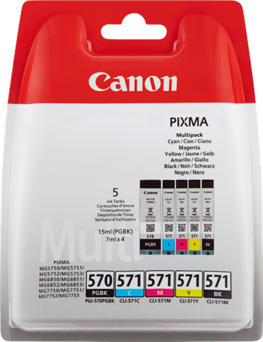 Canon 0372C004 Multipack Noir(e) / Cyan / Magenta / Jaune Original PGI-570+CLI-571