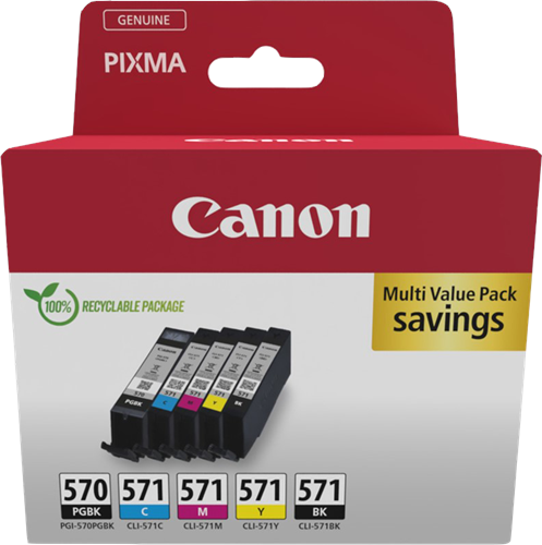 Canon 0372C006 Multipack Noir(e) / Noir(e) / Cyan / Magenta / Jaune Original PGI-570+CLI-571