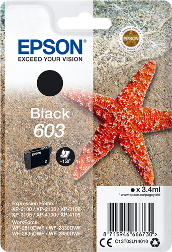 Epson 603 Cartouche d'encre Noir(e) Original C13T03U14010