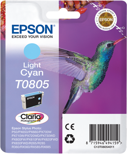 Epson T0805 Cartouche d'encre Cyan (brillant) Original C13T08054011