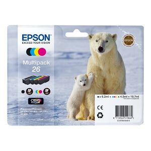 Epson Multipack Nero / Ciano / Magenta / Giallo C13T26164010 26 4 Cartucce D'Inchiostro: T Originale