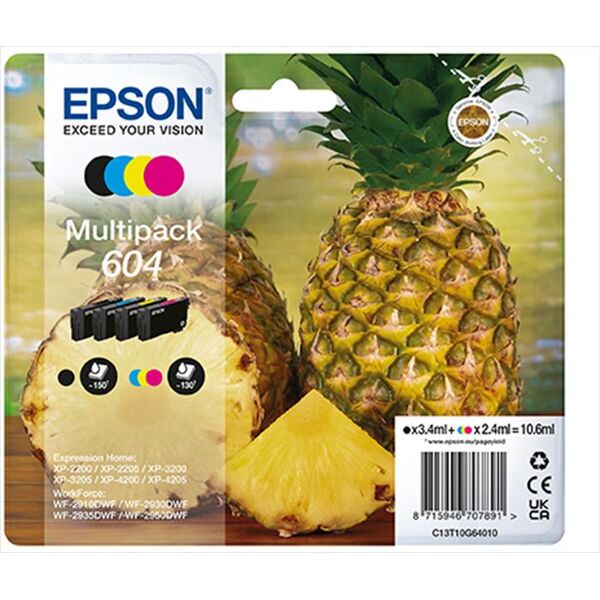 epson cartuccia ink serie ananas multipack 604 std-nero/ciano/magenta/giallo