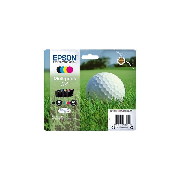 cartuccia epson c13t34664010 multipack 34 pallina da golf (conf. da 4 pz.) originale nero+colore