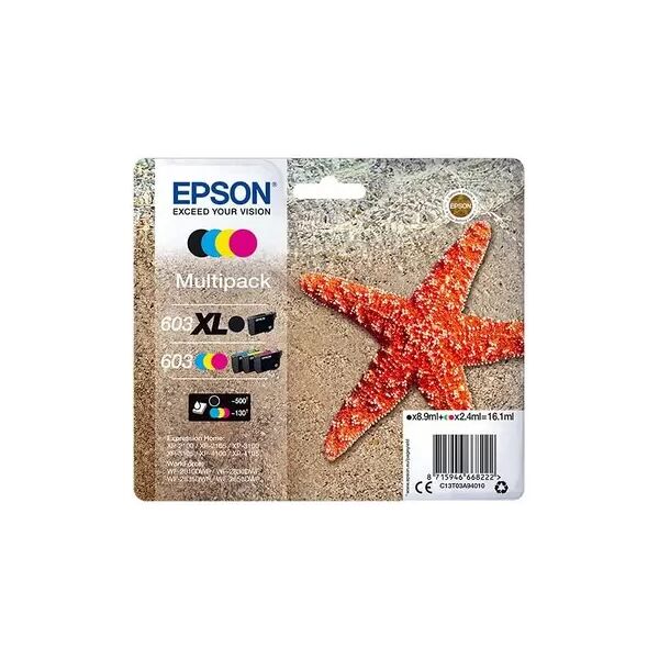 cartuccia originale epson c13t03a94020 multipack 603xl + 603 stella marina (conf. da 4 pz.) nero+colore