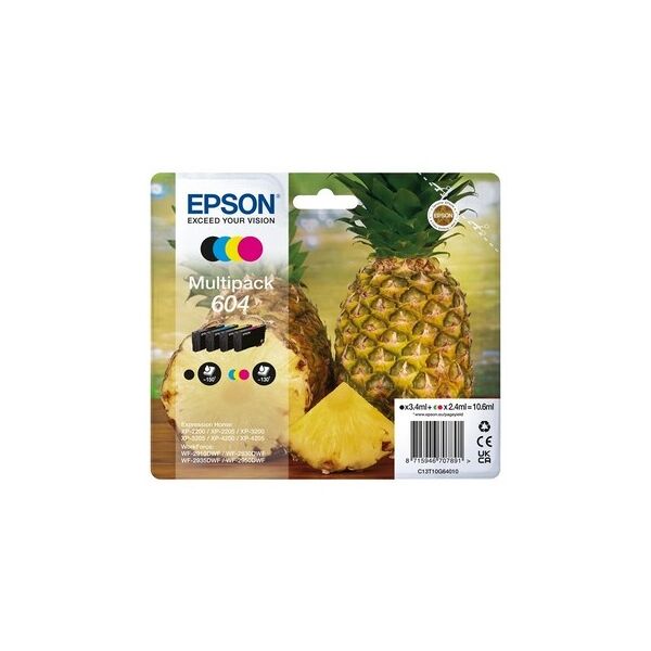 cartuccia originale epson c13t10g64010 multipack 604 ananas (conf. da 4 pz.) nero+colore
