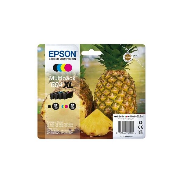 cartuccia originale epson c13t10h64010 multipack 604xl ananas (conf. da 4 pz.) nero+colore