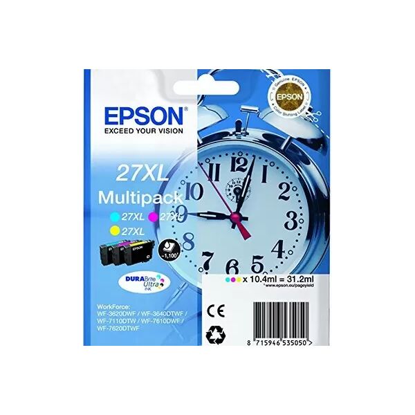 cartuccia originale epson c13t27154010 multipack 27 xl sveglia (conf. da 3 pz.) colore