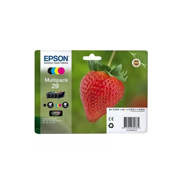 cartuccia originale epson c13t29864010 multipack t29 fragola (conf. da 4 pz.) nero+colore