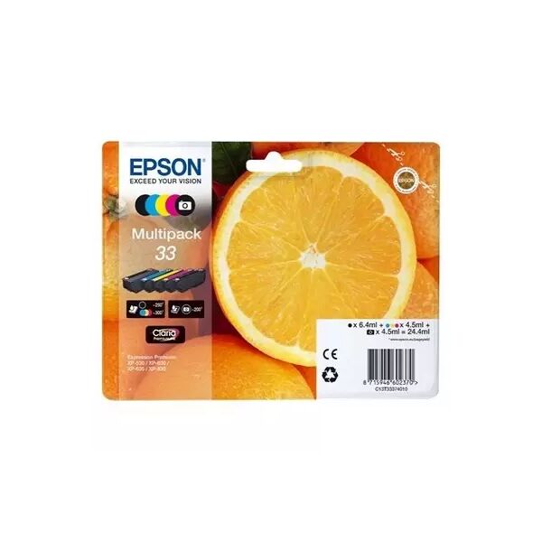 cartuccia originale epson c13t33374010 multipack t33 arancia (conf. da 5 pz.) nero+colore