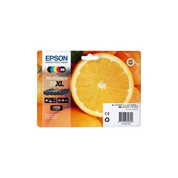 cartuccia originale epson c13t33574010 multipack t33 xl arancia (conf. da 5 pz.) nero+colore