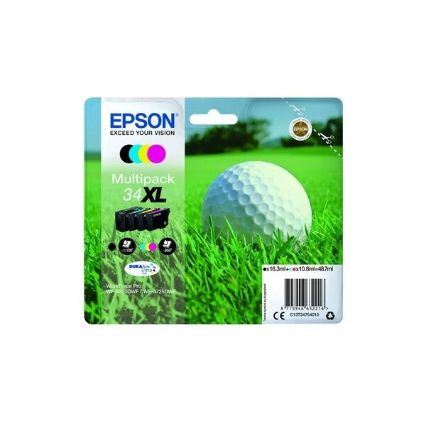 cartuccia originale epson c13t34764010 multipack 34 xl pallina da golf (conf. da 4 pz.) nero+colore