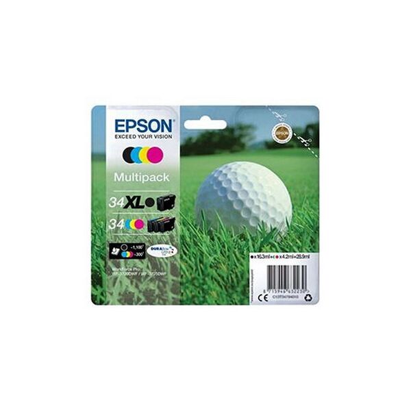 cartuccia originale epson c13t34794020 multipack 34 xl pallina da golf (conf. da 4 pz.) nero+colore