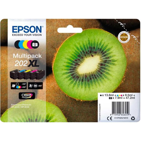 epson c13t02g74020 cartuccia originale inkjet colore nero, ciano, magenta, nero , giallo resa 550 pagine - c13t02g74020