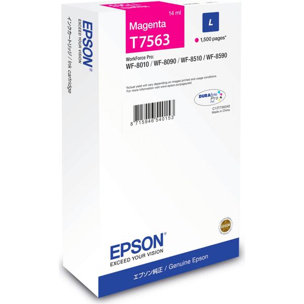 epson c13t756340 cartuccia originale inkjet colore magenta compatibile con wf-8010, wf-8090, wf-8510, wf-8590 - c13t756340