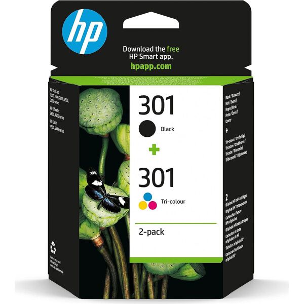 n9j72ae multipack 2 cartucce originali per stampante 1 nero 1 tri-color ciano, magenta, giallo compatibile con hp - 301 - n9j72ae