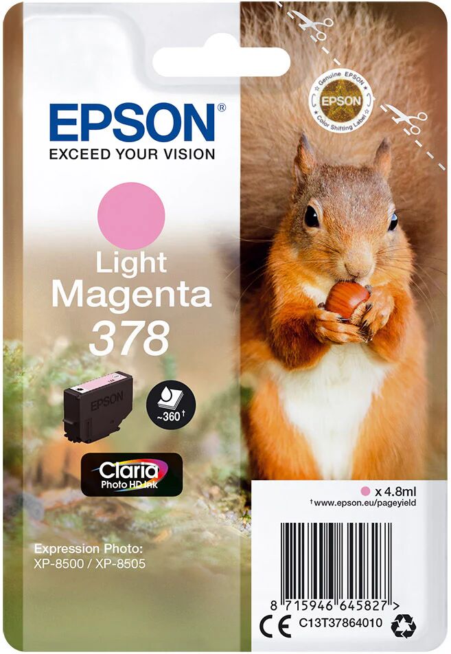 Epson Squirrel Singlepack Light Magenta 378 Claria Photo HD Ink