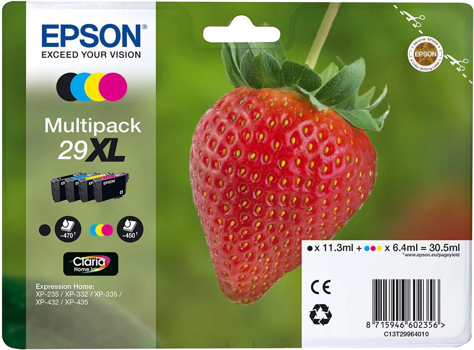 Epson Strawberry 29XL cartuccia d'inchiostro 1 pz Originale Resa elevata (XL) Nero, Ciano, Magenta, Giallo