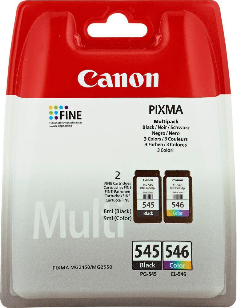 Canon PG-545/CL-546 Multipack cartuccia d'inchiostro 2 pz Originale Nero, Ciano, Magenta, Giallo