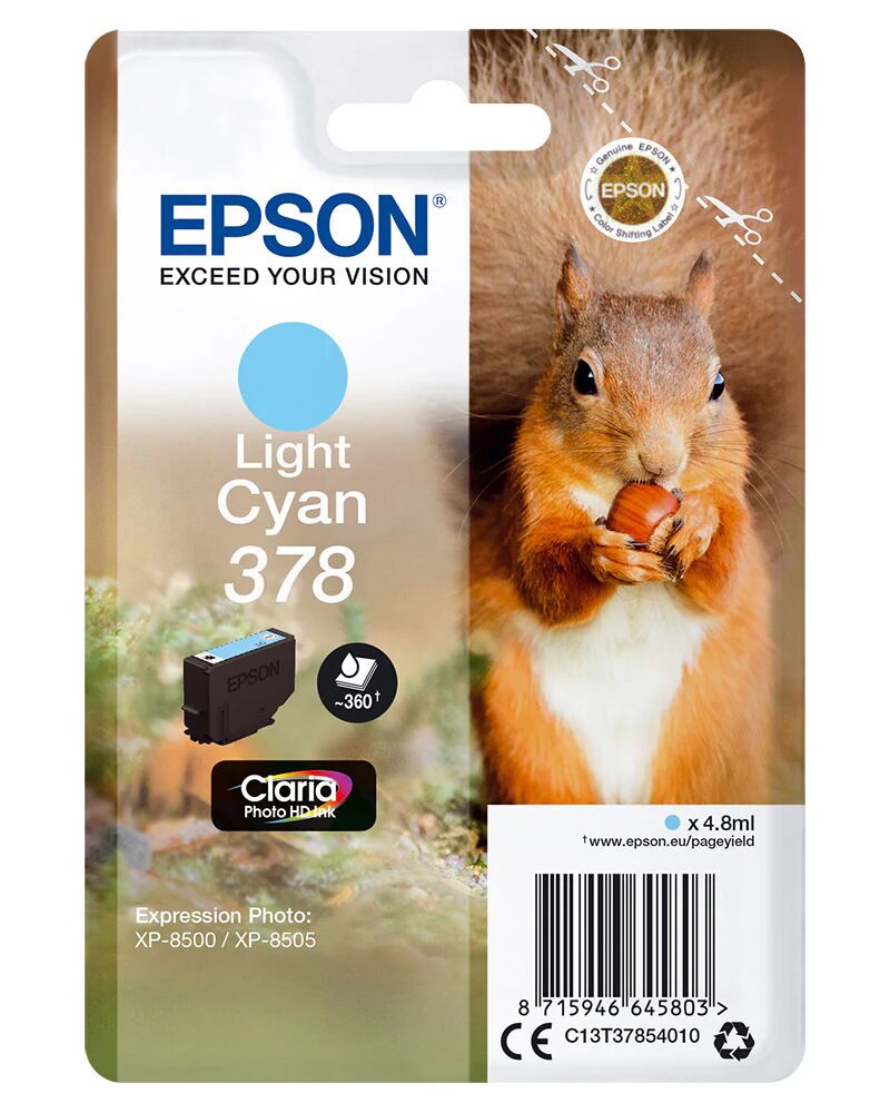 Epson Squirrel Singlepack Light Cyan 378 Claria Photo HD Ink