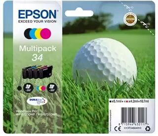 Cartuccia Epson C13T34664010 Multipack 34 Pallina da Golf (Conf. da 4 pz.) originale NERO+COLORE