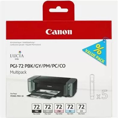 Cartuccia originale Canon 6403B007 Multipack PGI-72 PBK/GY/PM/PC/CO (Conf. da 5 pz.) NERO FOTOGRAFICO+COLORE FOTOGRAFICO