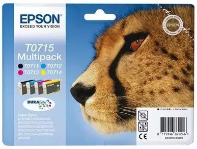 Cartuccia originale Epson C13T07154010 Multipack T0715 Ghepardo (Conf. da 4 pz.) NERO+COLORE