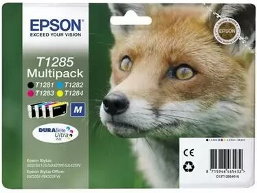 Cartuccia originale Epson C13T12854010 Multipack T1285 Volpe (Conf. da 4 pz.) NERO+COLORE