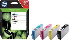 MULTIPACK NERO / CIANO / MAGENTA / GIALLO N9J73AE 364 4X INCHIOSTRO HP 364: BK + C + M ORIGINALE