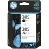 HP 305 - 2-pack - svart, farge (cyan, magenta, gul) - original - blekkpatron - for Deskjet 23XX, 27XX, 28XX, 41XX, 42XX  DeskJet Plus 41XX  ENVY 60XX, 64XX  ENVY Pro 64XX