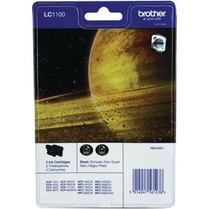 Original Brother LC1100BK Black Ink Cartridge Twin Pack (2 Pack)