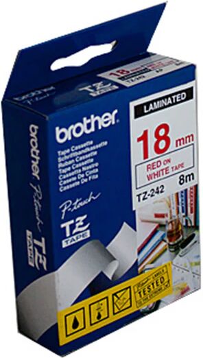 Brother TZe242 Labeling Tape Red On White Tape