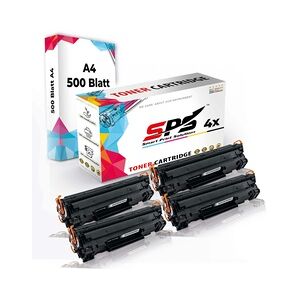 Druckerpapier A4 + 4x Kompatibel für HP Laserjet Pro P 1109 W (CE285A/85A) Toner Schwarz 2XL 1600 Seiten