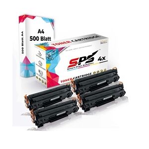 SPS Druckerpapier A4 + 4x Kompatibel für HP LaserJet P 1104 w (CE285A/85A) Toner Schwarz 2XL 1600 Seiten